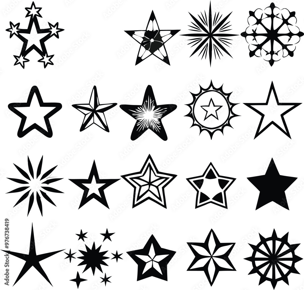 Star collection. Different stars set. Vector illustration Star collection. Different stars set. Vector illustration