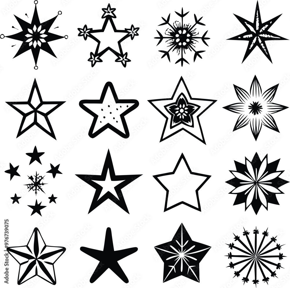Star collection. Different stars set. Vector illustration Star collection. Different stars set. Vector illustration