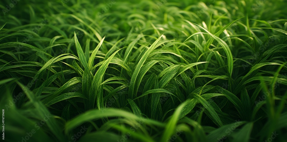 Close-Up of Lush Green Grass Blades Close-Up of Lush Green Grass Blades