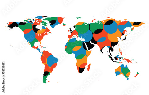 World map on white background. Abstract color. Can use for printing, website, presentation element, textile. World map vector illustration, high-resolution, travel.