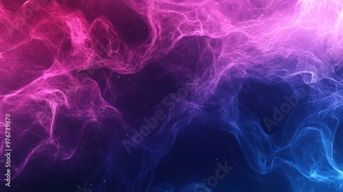 Abstract swirling pink and blue misty waves on a dark background