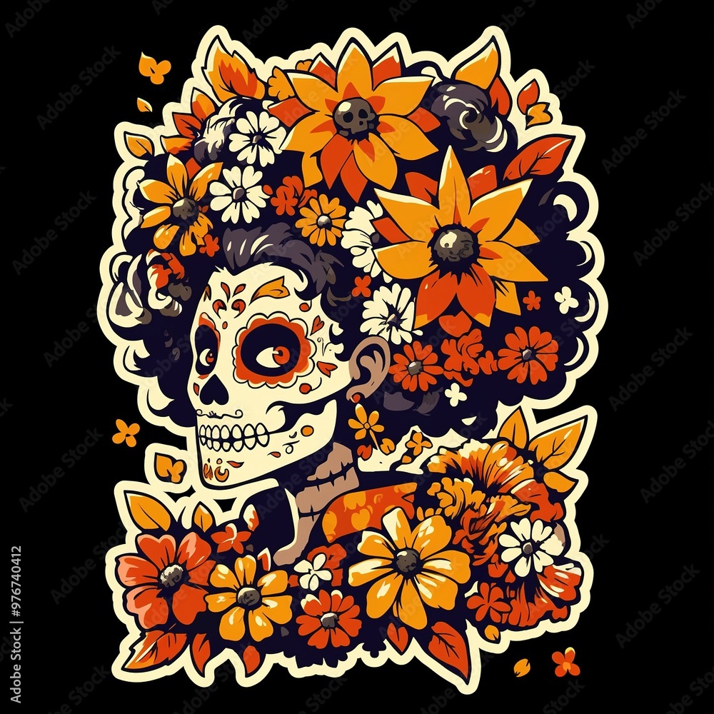Artistic illustration of a sugar skull with intricate floral patterns, celebrating Dia de Los Muertos. Artistic illustration of a sugar skull with intricate floral patterns, celebrating Dia de Los Muertos.
