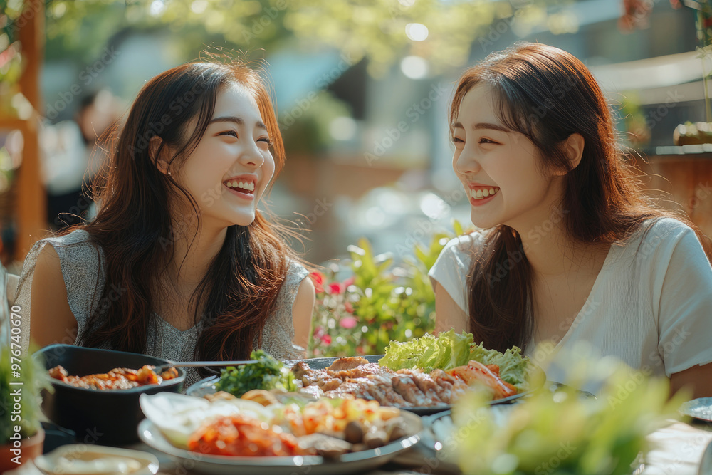 Two young women are having a dinner together Two young women are having a dinner together