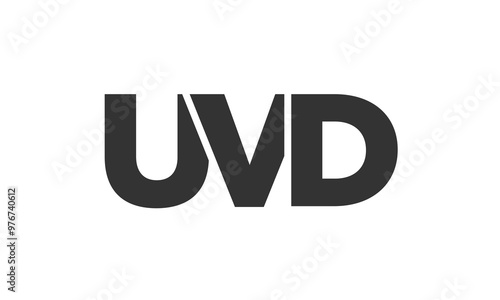 UVD logo design template with strong and modern bold text. Initial based vector logotype featuring simple and minimal typography. Trendy company identity.