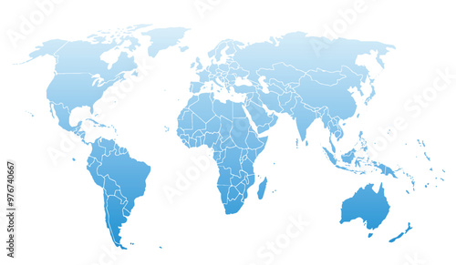 World map on white background. All countries in The World Abstract Color Gradient. Can use for printing, website, presentation element, textile. World map vector illustration, high-resolution, travel.