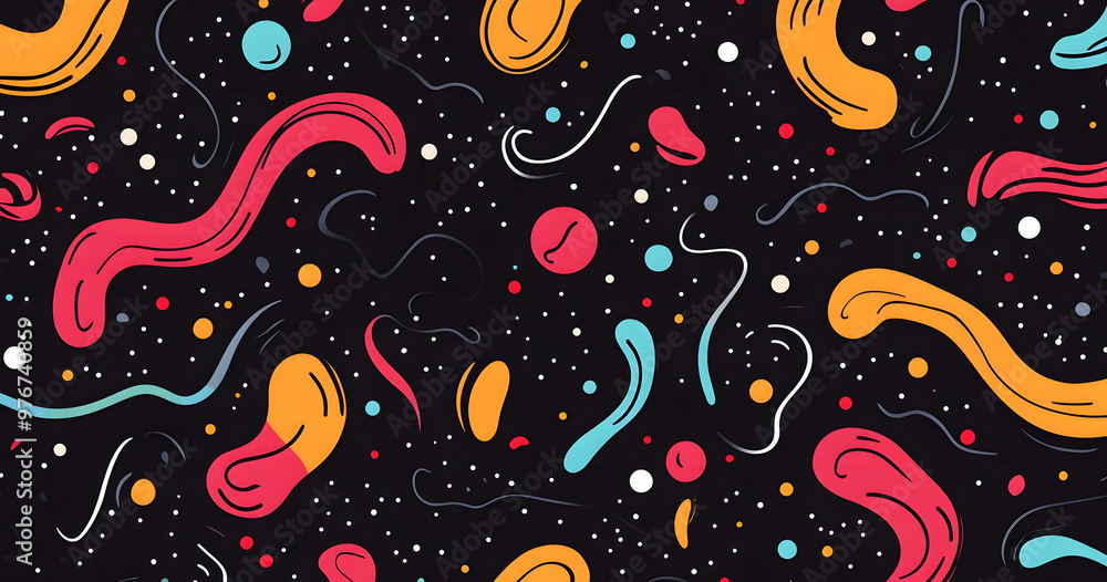 Vibrant Abstract Colorful Geometric Shapes Pattern on Black Background Vibrant Abstract Colorful Geometric Shapes Pattern on Black Background