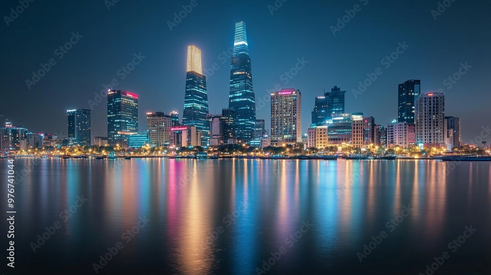 Panoramic of Ho chi minh city or Saigon city at twilight in Vietnam. Panoramic of Ho chi minh city or Saigon city at twilight in Vietnam.