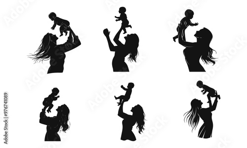 Family silhouette, vector illustration
