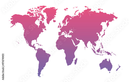 World map on white background. All countries in The World Abstract Color Gradient. Can use for printing, website, presentation element, textile. World map vector illustration, high-resolution, travel.