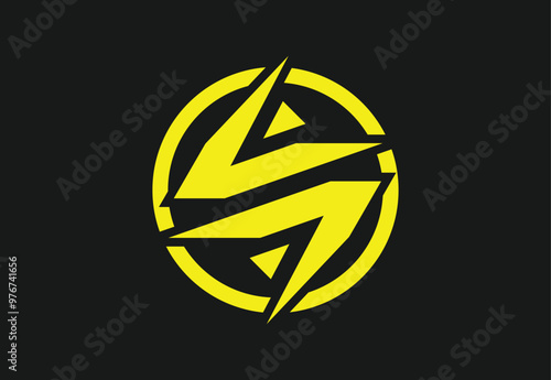 Dynamic Yellow Lightning Bolt in Circle Logo on Black Background