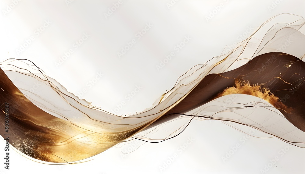 Elegant brown and gold abstract wave pattern flowing with a sense of ...