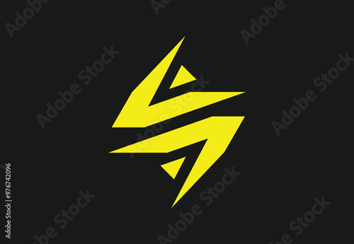 Dynamic Yellow Lightning Bolt Logo on Black Background