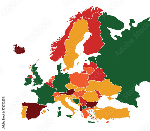 World map on white background. All countries in The World different colors. Can use for printing, website, presentation element, textile. World map vector illustration, high-resolution, travel.