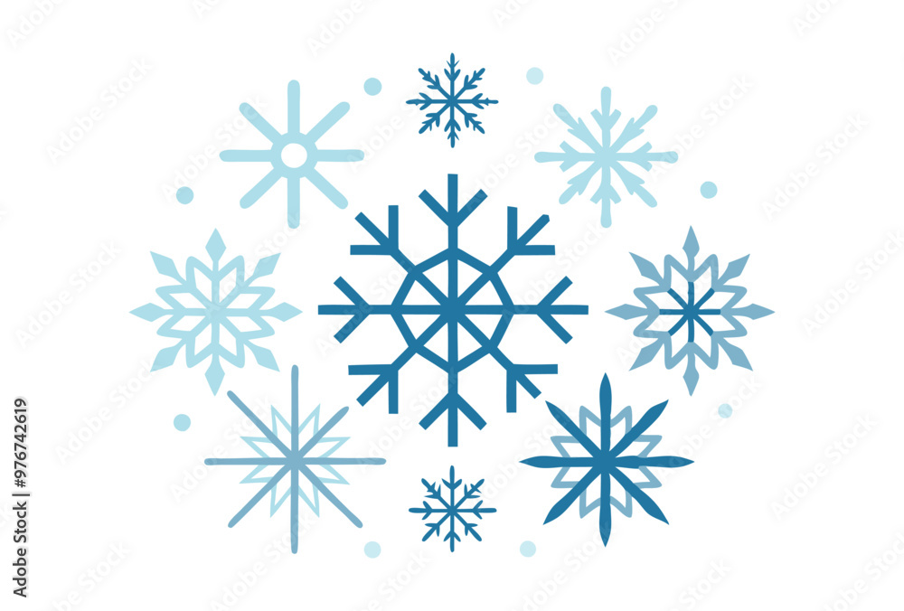 Christmas snowflake Icon Set, Winter Themed Vector Illustrations Christmas snowflake Icon Set, Winter Themed Vector Illustrations