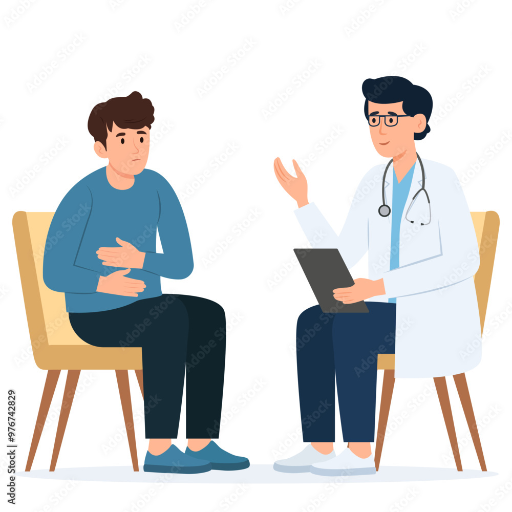 Medicine concept with a doctor and patient in hospital medical office. Consultation and diagnosis. Vector illustration flat style
Medicine concept with a doctor and patient in hospital medical office. Consultation and diagnosis. Vector illustration flat style