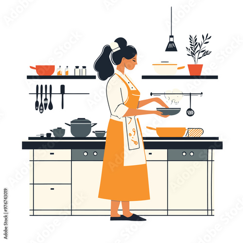 Woman working in kitchen