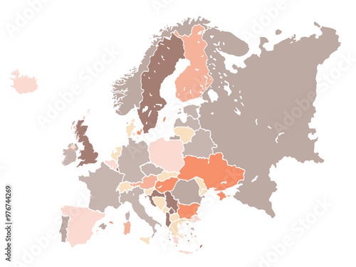 World map on white background. All countries in The World different colors. Can use for printing, website, presentation element, textile. World map vector illustration, high-resolution, travel.