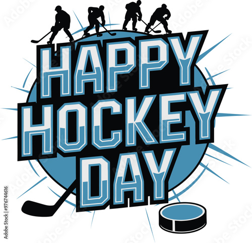 Happy Hockey Day vector T-shirt design