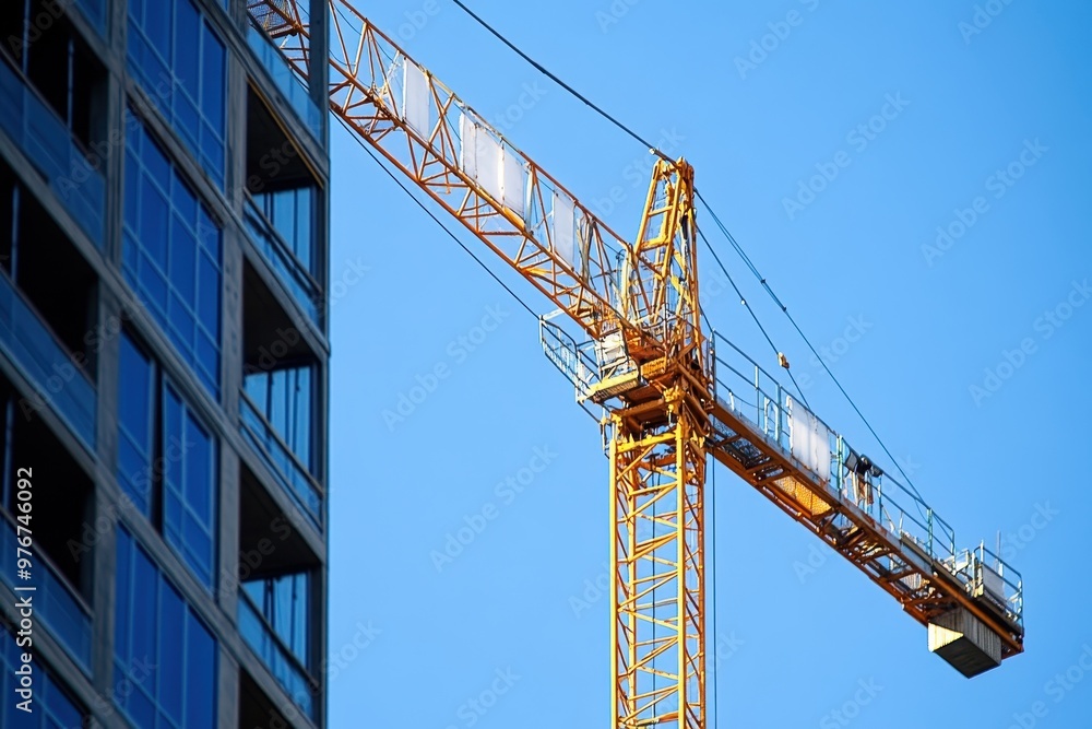 large white sign is suspended from a crane large white sign is suspended from a crane