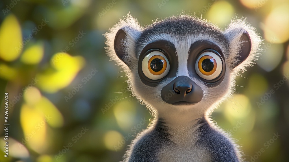 A 3D-rendered lemur with big, round eyes, with a soft pastel background on the right, embodying the playful nature of these zoo animals A 3D-rendered lemur with big, round eyes, with a soft pastel background on the right, embodying the playful nature of these zoo animals