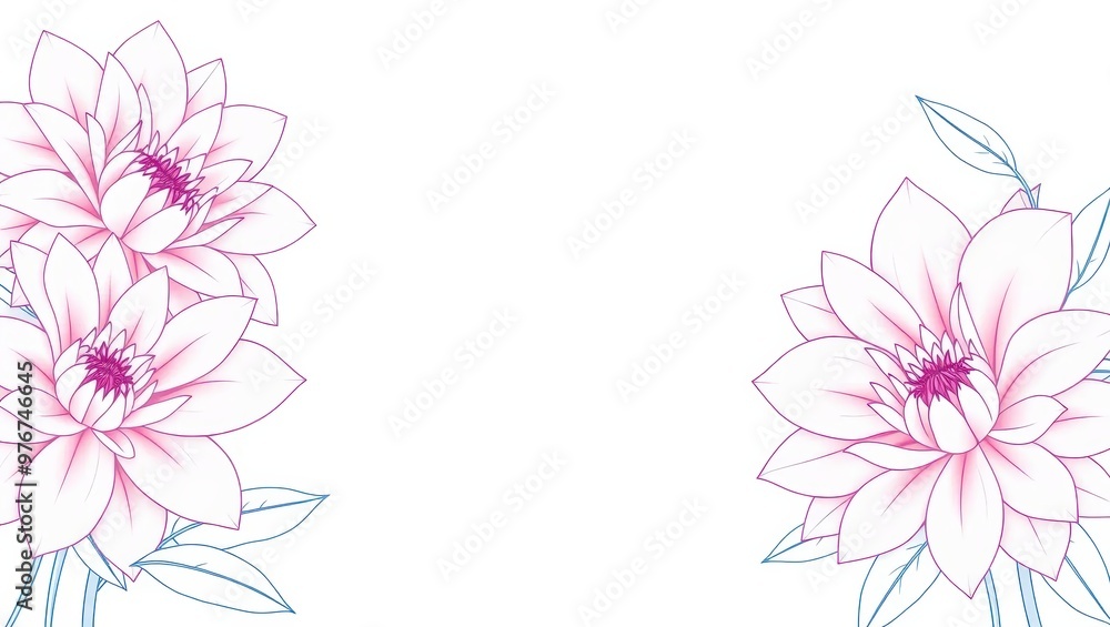 Fototapeta premium Elegant Pink Floral Border with Copy Space