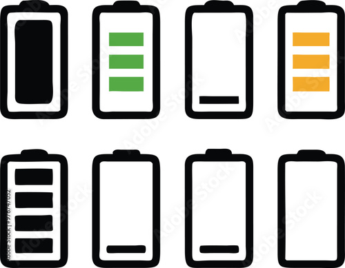 Battery icons set. Vector illustration