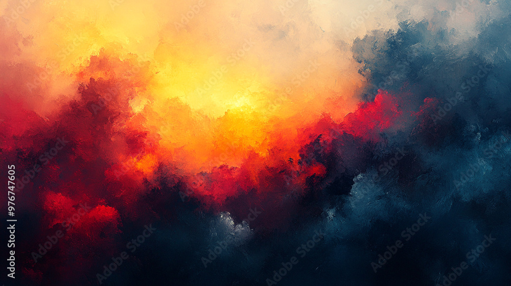 A captivating blend of vibrant colors creating a dramatic sky filled with fiery hues and deep shadows, evoking powerful emotions. A captivating blend of vibrant colors creating a dramatic sky filled with fiery hues and deep shadows, evoking powerful emotions.