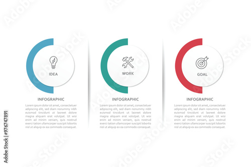 Infographic 3 Step timeline journey, calendar Flat simple infographics design template. presentation graph. Business concept with 3 options, vector illustration.