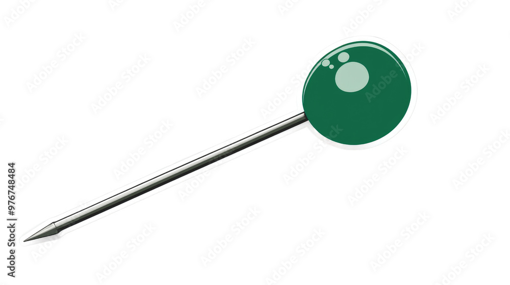 green push pin on white background green push pin on white background