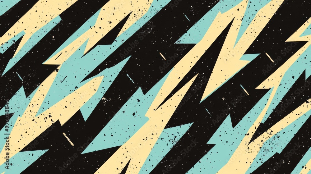 custom made wallpaper toronto digitalDynamic Yellow and Blue Lightning Bolt Pattern in a Bold Black Background Design