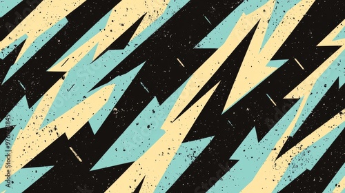 Wallpaper Mural Dynamic Yellow and Blue Lightning Bolt Pattern in a Bold Black Background Design Torontodigital.ca