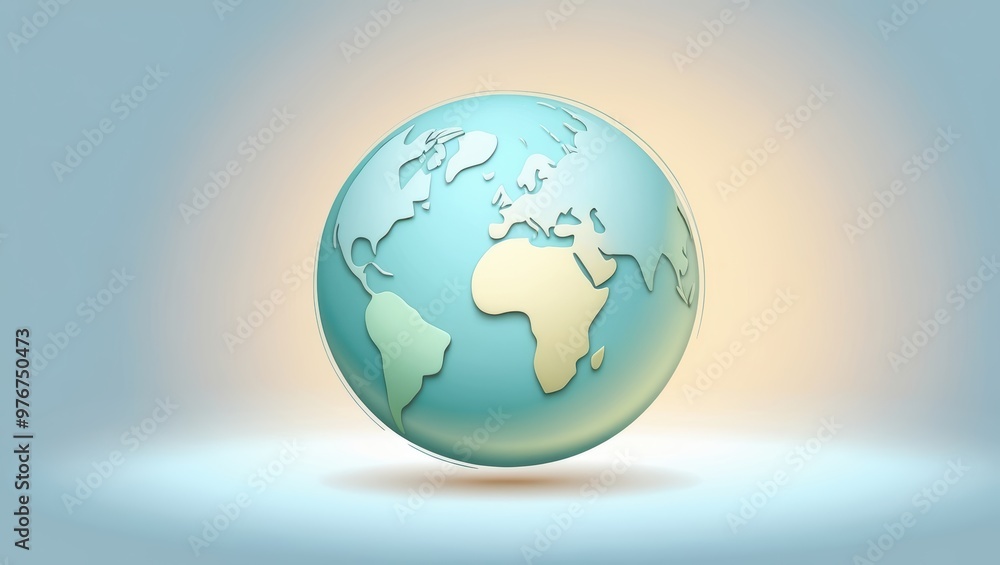 3D Globe on Light Blue Background 3D Globe on Light Blue Background