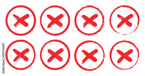 Free Download Bold hand painted red X cross mark inside a circle rough brush strokes, disapproval, choice, mistake, error, cancel incorrect symbol. - GFXLoad