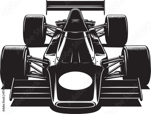 Vintage Racing Car silhouette vector illustration isolated on a white background