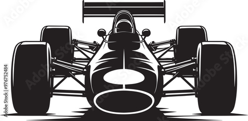 Vintage Racing Car silhouette vector illustration isolated on a white background