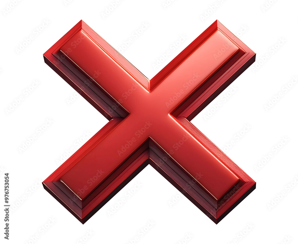 Fototapeta premium Shiny Red X Sign on Black Surface