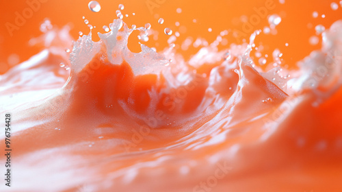 Dynamic orange water splash showcasing vibrant colors and fluid movement, perfect for creative projects or background use. photo