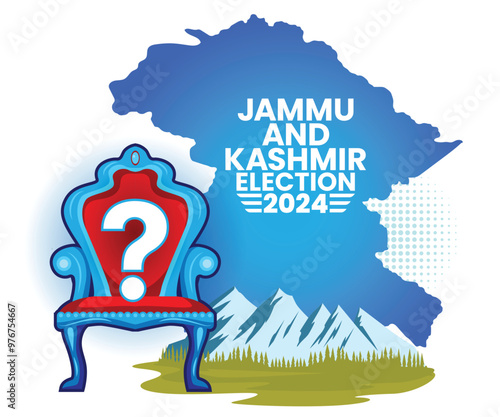 Jammu and Kashmir Election 2024 with Throne Illustration and Question Mark Symbol