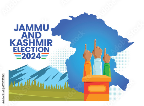  Jammu and Kashmir Election 2024 with Voting Hands and State Map Illustration