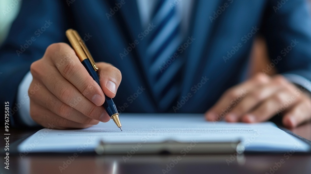 A lawyer is focused on fine print in contract, demonstrating professionalism and attention to detail. setting conveys serious atmosphere of legal discussion A lawyer is focused on fine print in contract, demonstrating professionalism and attention to detail. setting conveys serious atmosphere of legal discussion