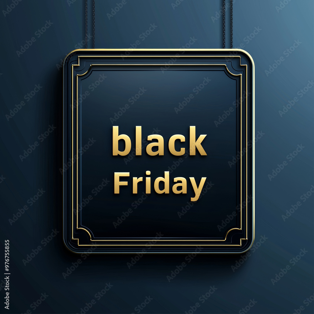 Promotional sign for Black Friday sales featuring elegant gold lettering on a dark background Promotional sign for Black Friday sales featuring elegant gold lettering on a dark background