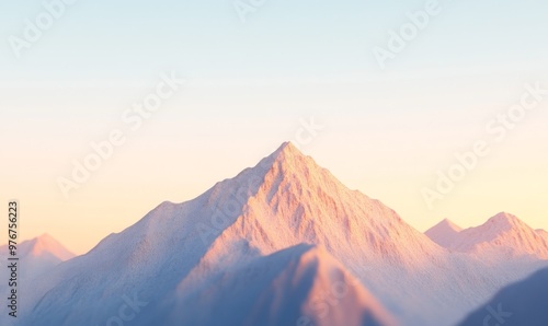 Majestic Mountain Peak Bathed in Warm Sunlight During a Serene Sunrise in the Wilderness