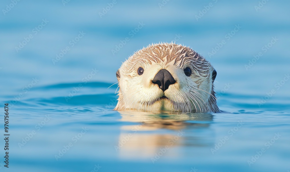 Otter Swimming Gracefully in Calm Blue Waters During a Sunny Afternoon Otter Swimming Gracefully in Calm Blue Waters During a Sunny Afternoon