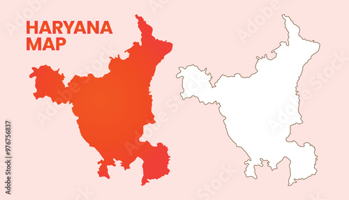 Haryana State Map Outline in Red and White on Light Background Illustration Design photo