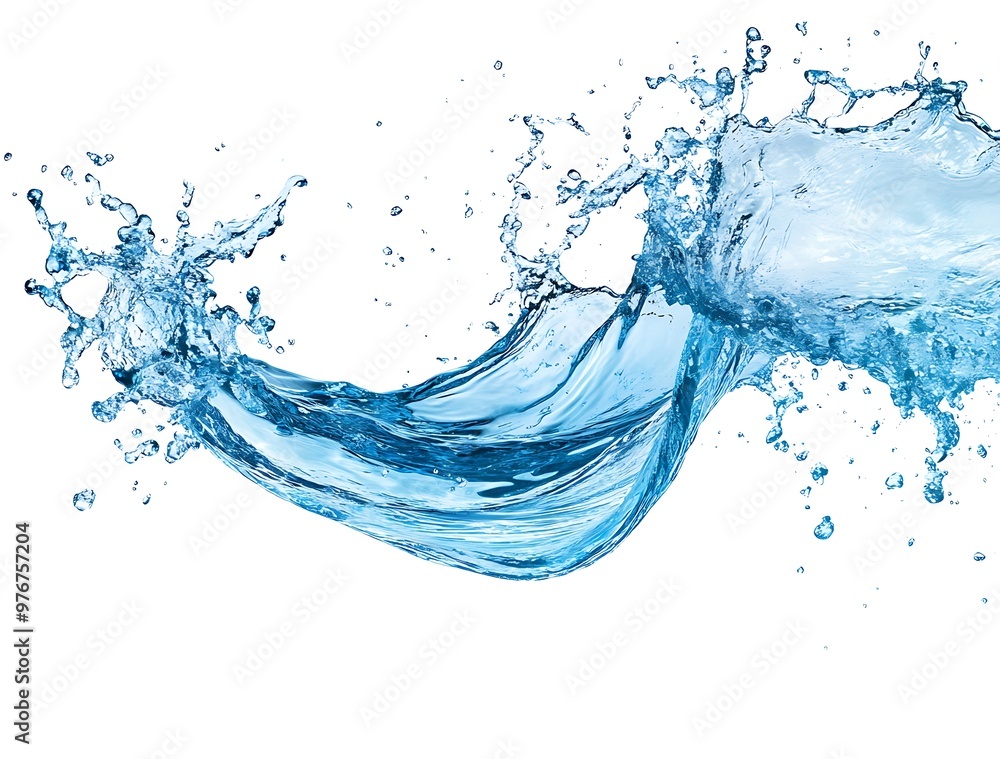 Obraz premium blue water splash isolated on a white background. Generative Ai