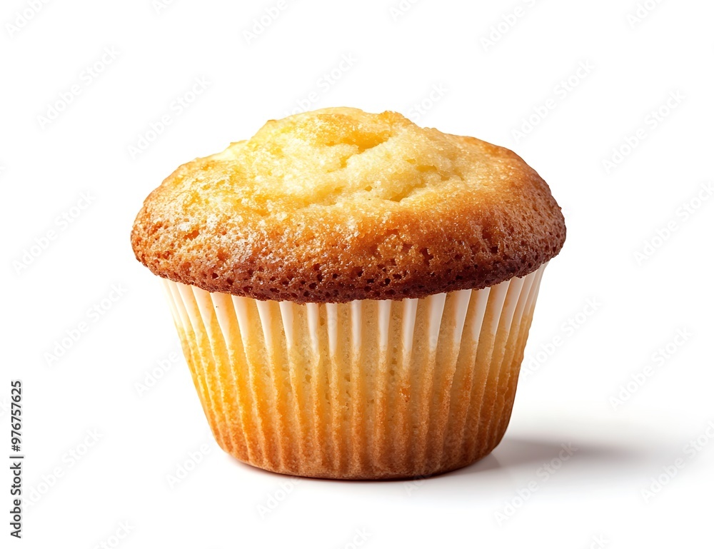 Closeup single muffin isolated on white background. Generative Ai Closeup single muffin isolated on white background. Generative Ai