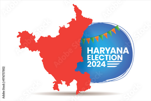 Haryana State Election 2024 Map Outline with Election Campaign Graphic Design