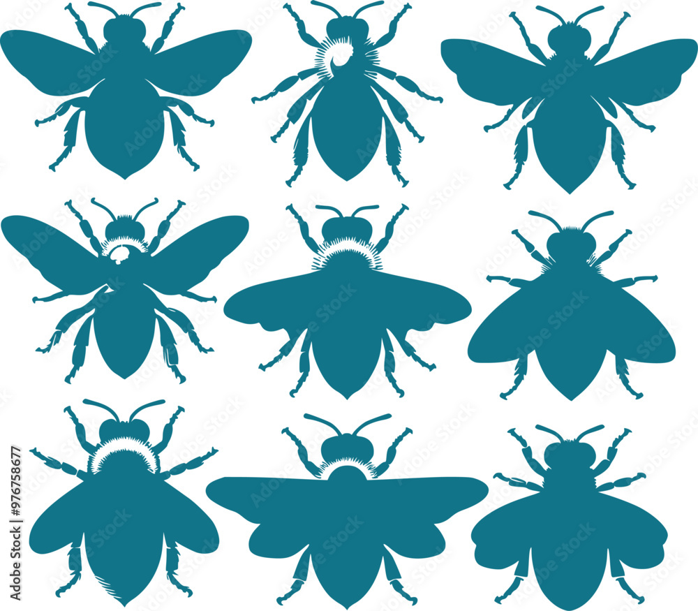 Flat blue bee logo set for creative business marketing advertisement line drawing vector illustration stock image photo generated Ai Flat blue bee logo set for creative business marketing advertisement line drawing vector illustration stock image photo generated Ai