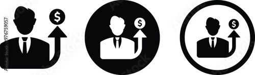 Salary increase flat vector icon designs. Employee salary increase icon