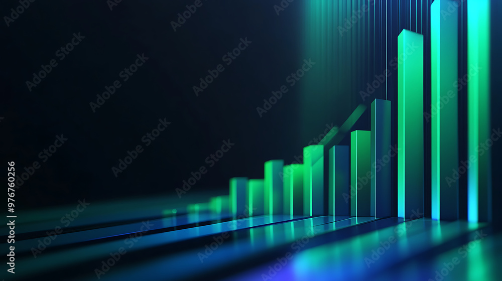 Profitable business growth represented by 3D bar graph with arrow Profitable business growth represented by 3D bar graph with arrow